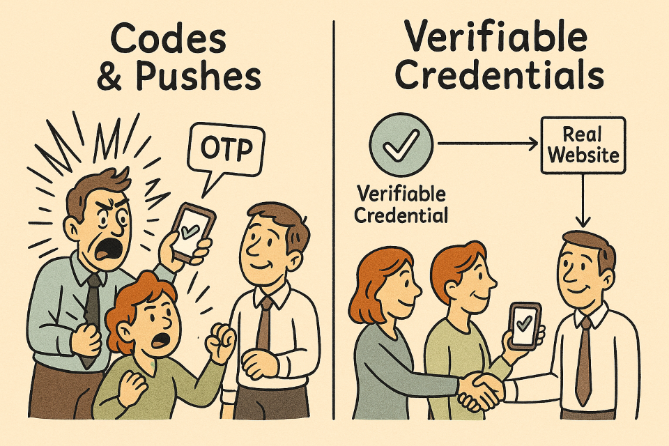 Prove, don’t approve: VCs and passkeys for sign‑in